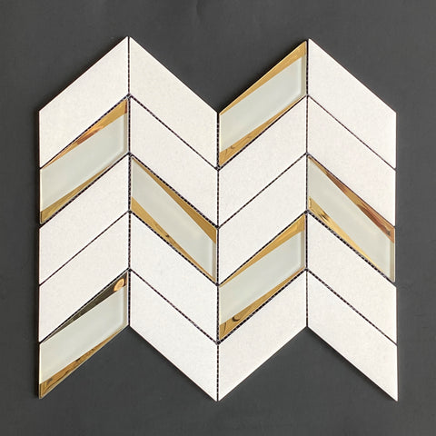 1.5" x 4.25" Glass Chevron Mosaic Wall Tile
