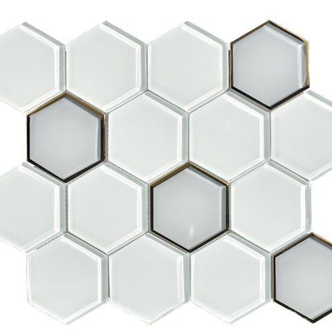 3" Hexagon Glass Mosaic Wall Tiles