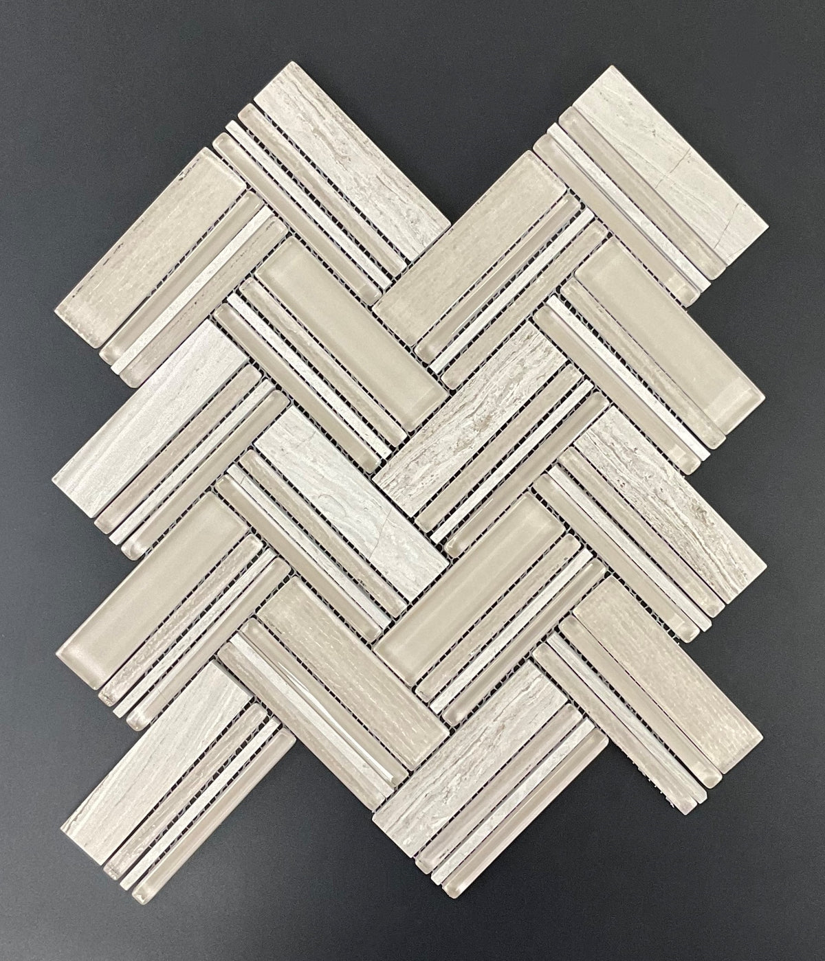 Marble & Glass Herringbone / Chevron Mosaic Tile– Mosaic Studio Inc
